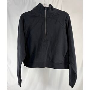 All In Motion Women's Black Crop Half Zip Sweatshirt Fleece XL Athleisure Gym